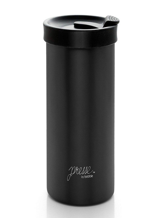 bobble PRESSE by Bobble French Coffee Press And Insulated Stainless Steel Travel Tumbler for On-The-Go Brewing - 13 oz (Black) - Image 1